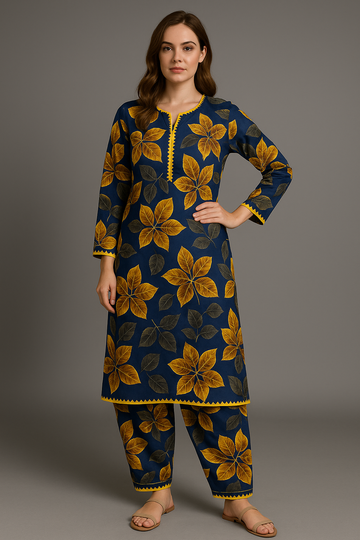 Sapphire blue stitched 2 piece lawn suit for women – summer 2025
