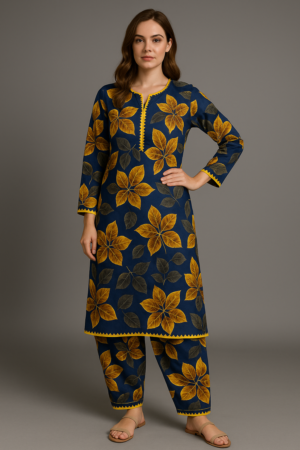 Sapphire blue stitched 2 piece lawn suit for women – summer 2025

